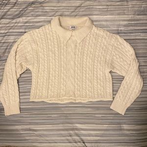 525 America Collared Cropped Polo Sweater